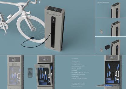 Self-service bicycle repair station.