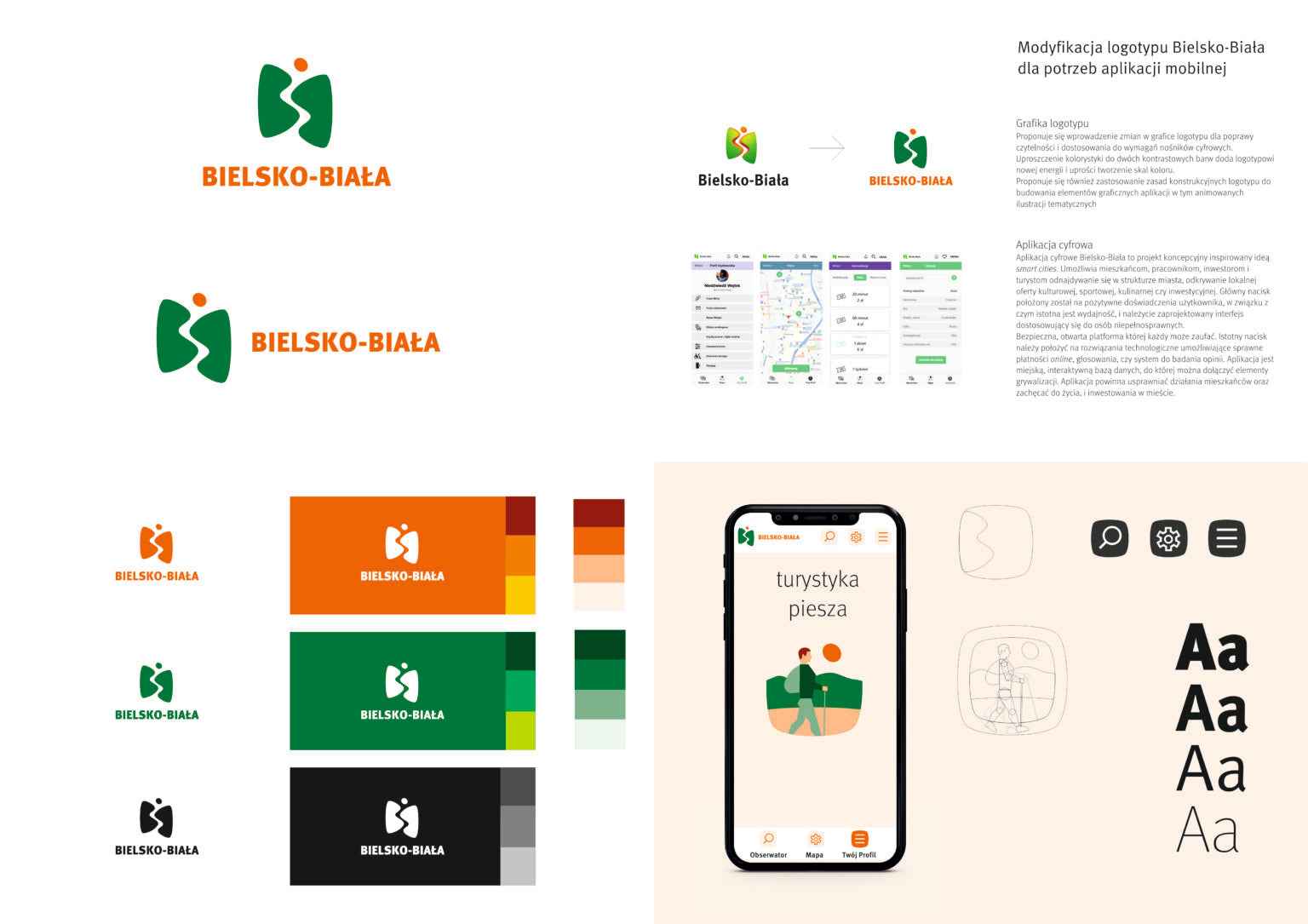Modyfikacja logotypu Bielsko-Biała dla potrzeb aplikacji mobilnej. Aplikacja cyfrowe Bielsko-Biała