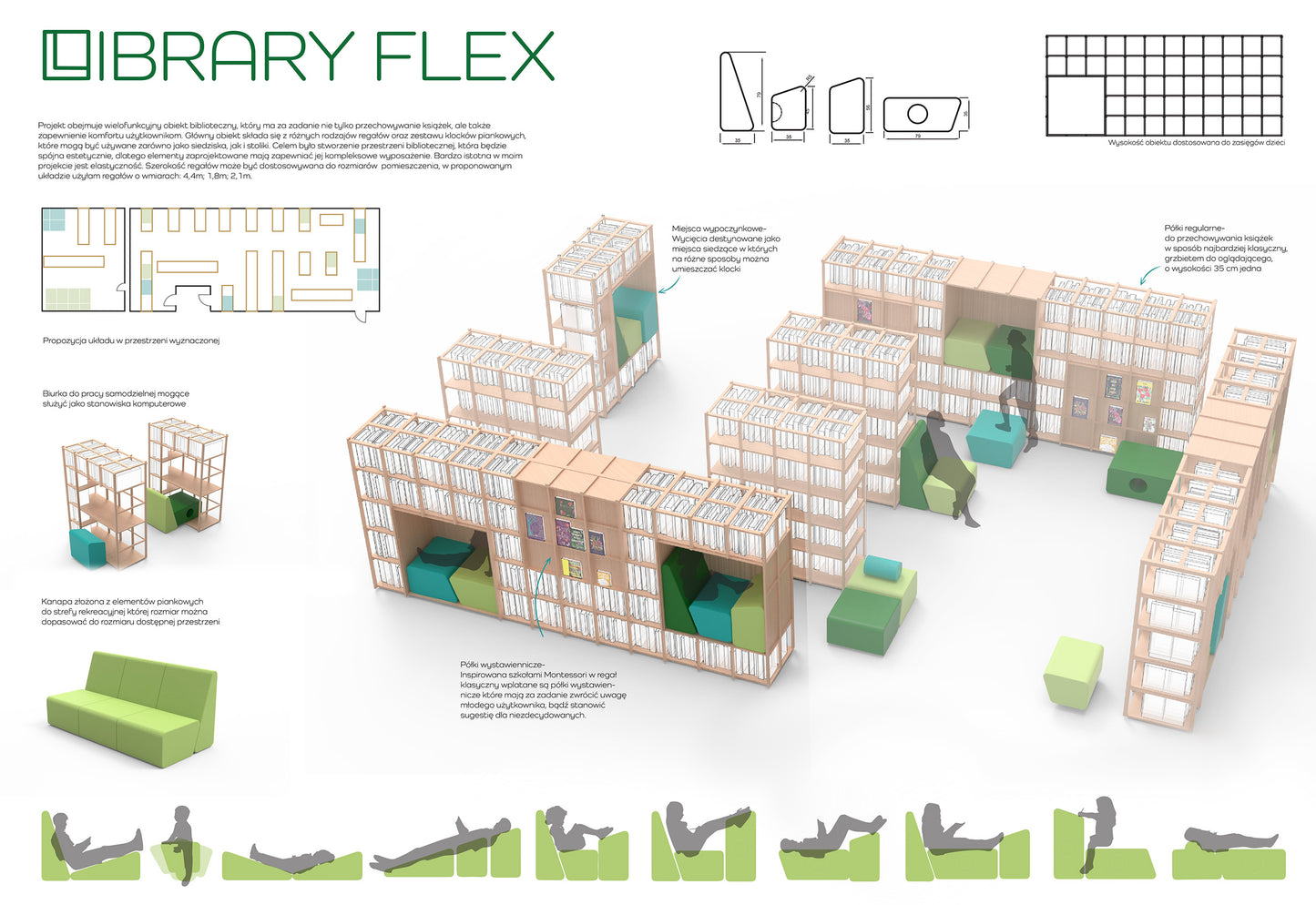 LIBRARY FLEX - zestaw modułowych mebli dla biblioteki